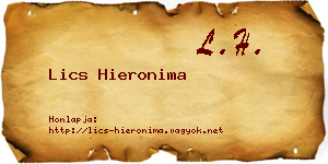 Lics Hieronima névjegykártya
